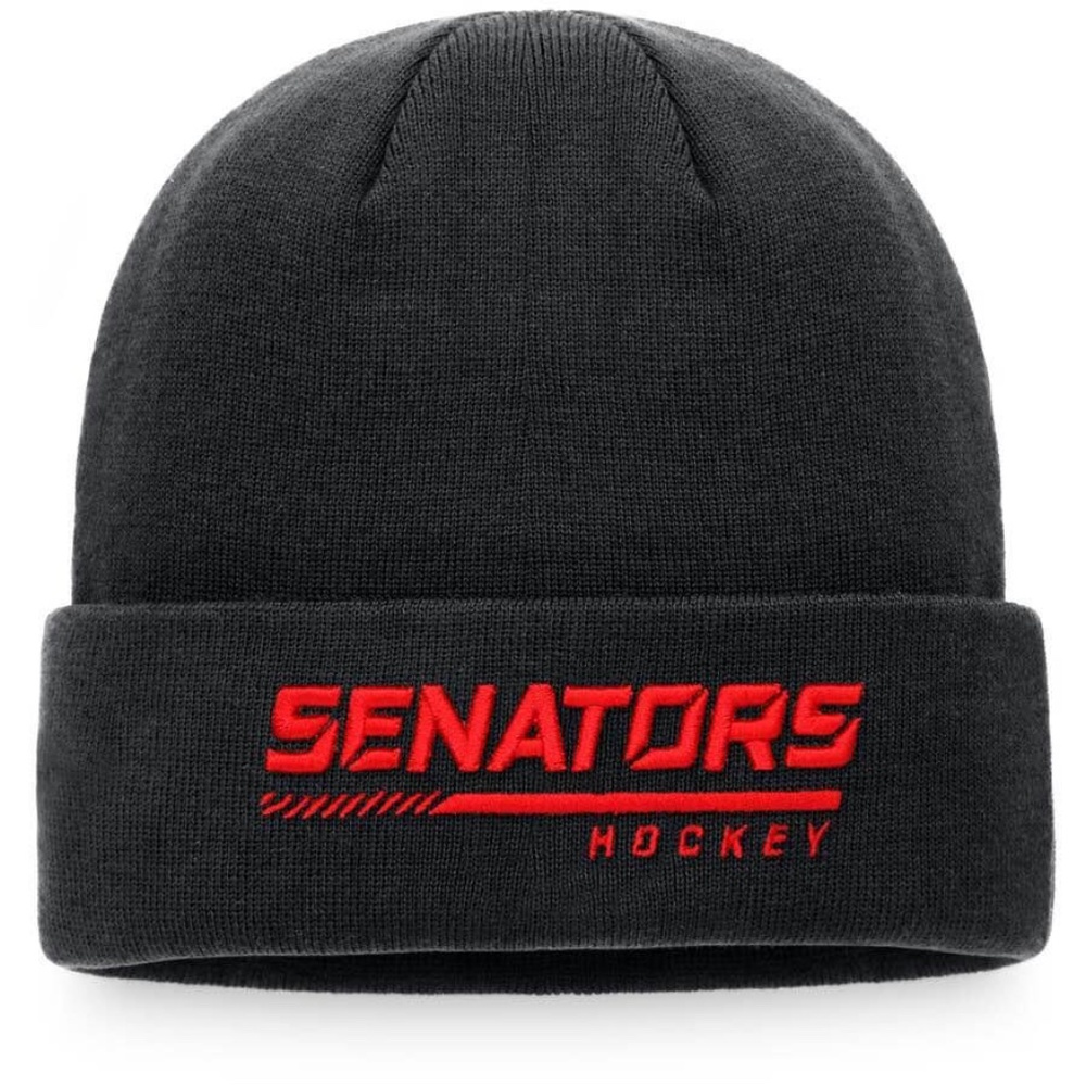 BRAND NEW men fanatics nhl ottawa senators hockey thick black beanie toque hat